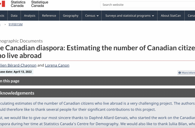 The Canadian diaspora: Estimating the number of Canadian citizens who live abroad