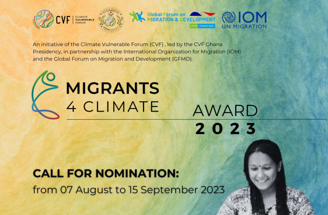 The cover of the award. An image of a women with an orange, yellow and blue watercolor background. The sponsors and information of the award is in text.