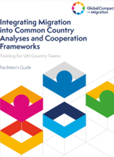 Cover of the new facilitator's guide for UNCT training to implement the GCM