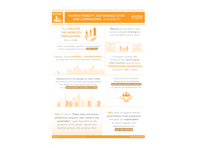 Infographic on human mobility and cities, with data from SDG 11