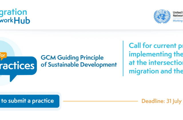GCM Guiding Principle of Sustainable Development: Call for current practices implementing the GCM at the intersection of migration and the SDGs
